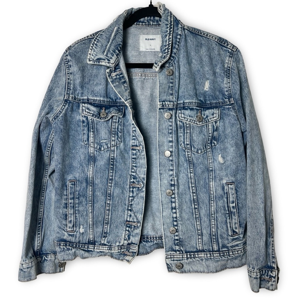 OLD NAVY – Women’s Acid Wash Distressed Denim Jacket blue – Sz. L